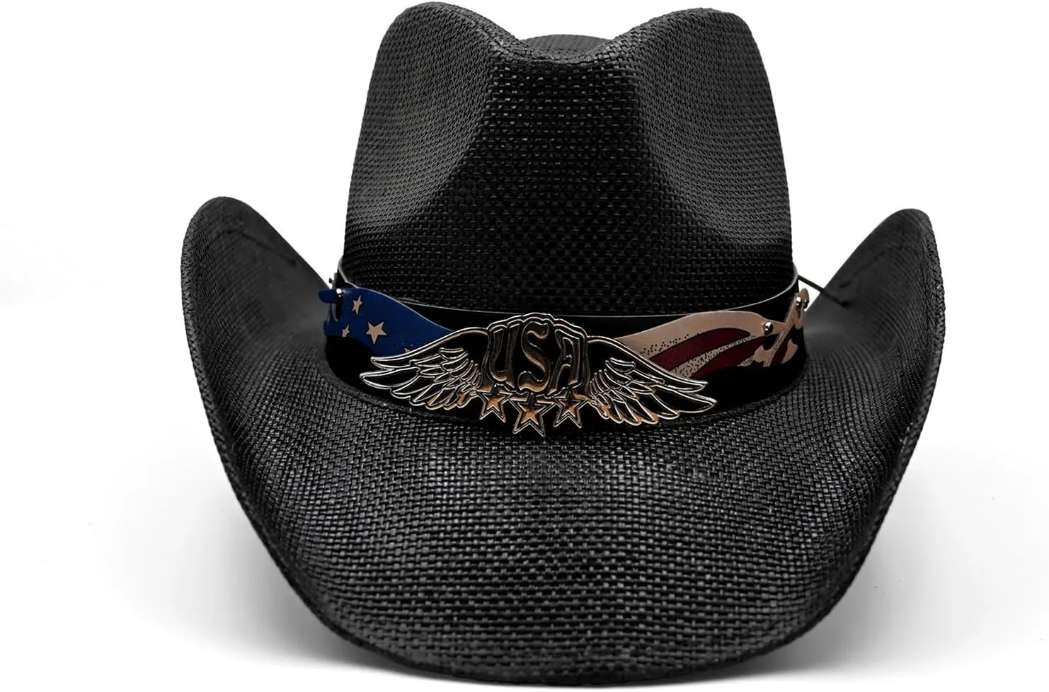 Men's Women's Straw Cowboy Hat Cowgirl Woven Sun Hat Western Cowboy Hat Two Decorative Bands