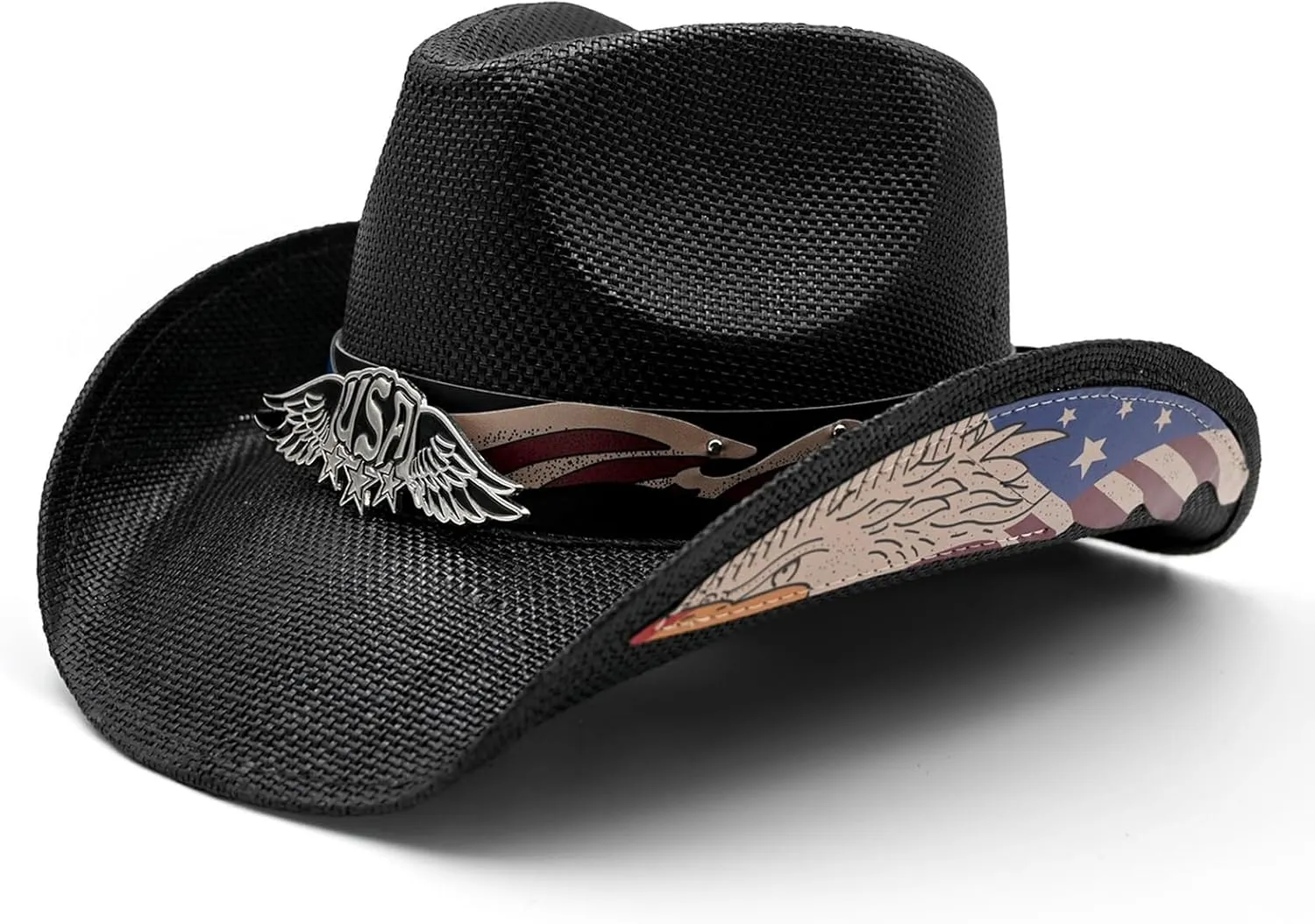 Men's Women's Straw Cowboy Hat Cowgirl Woven Sun Hat Western Cowboy Hat Two Decorative Bands