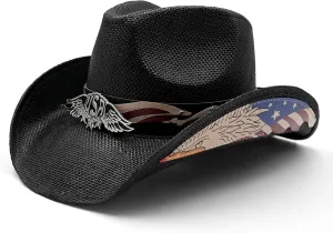 Men's Women's Straw Cowboy Hat Cowgirl Woven Sun Hat Western Cowboy Hat Two Decorative Bands