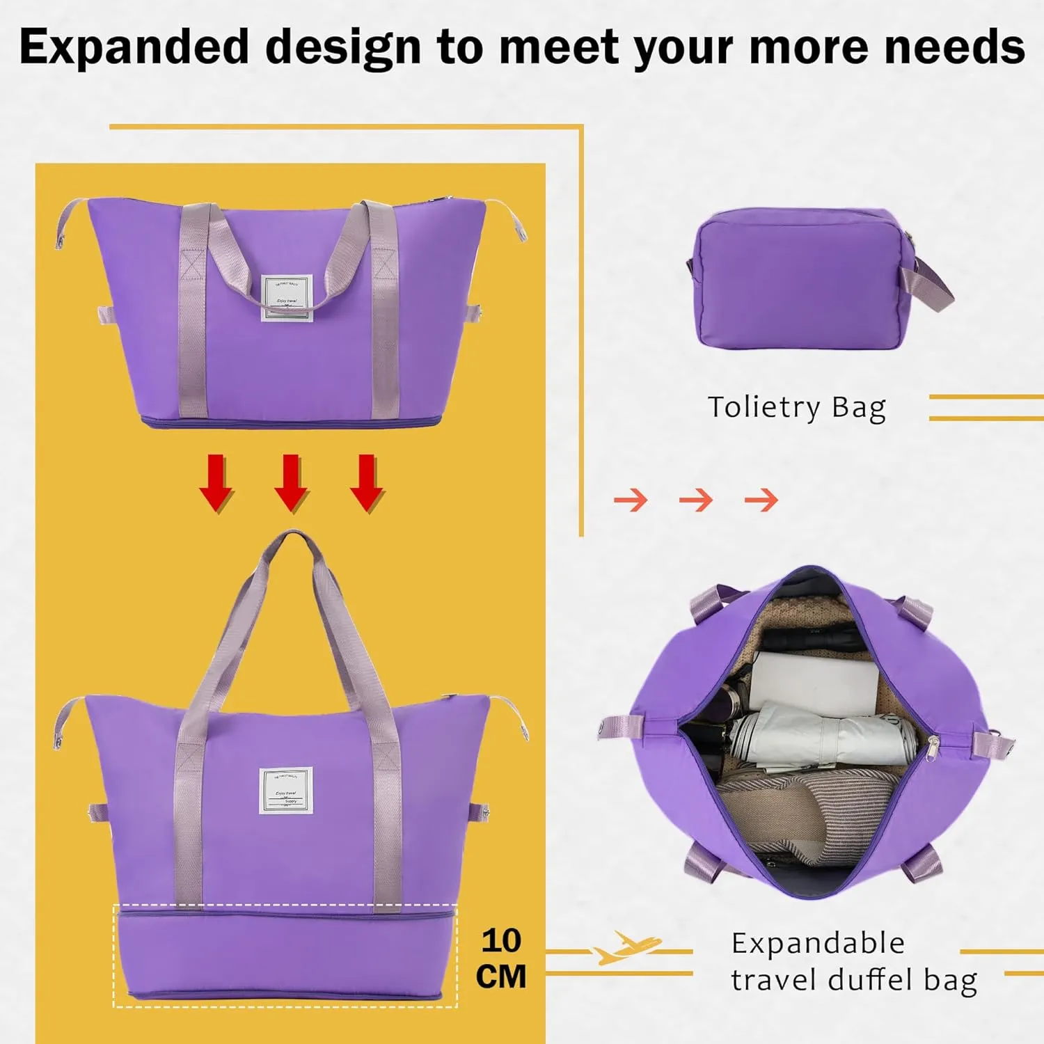 Merax Carry Suitcase TSA Lock Hardshell Luggage Sets with Bags, Purple, 20/28 Inch   Cosmetic & Handbag