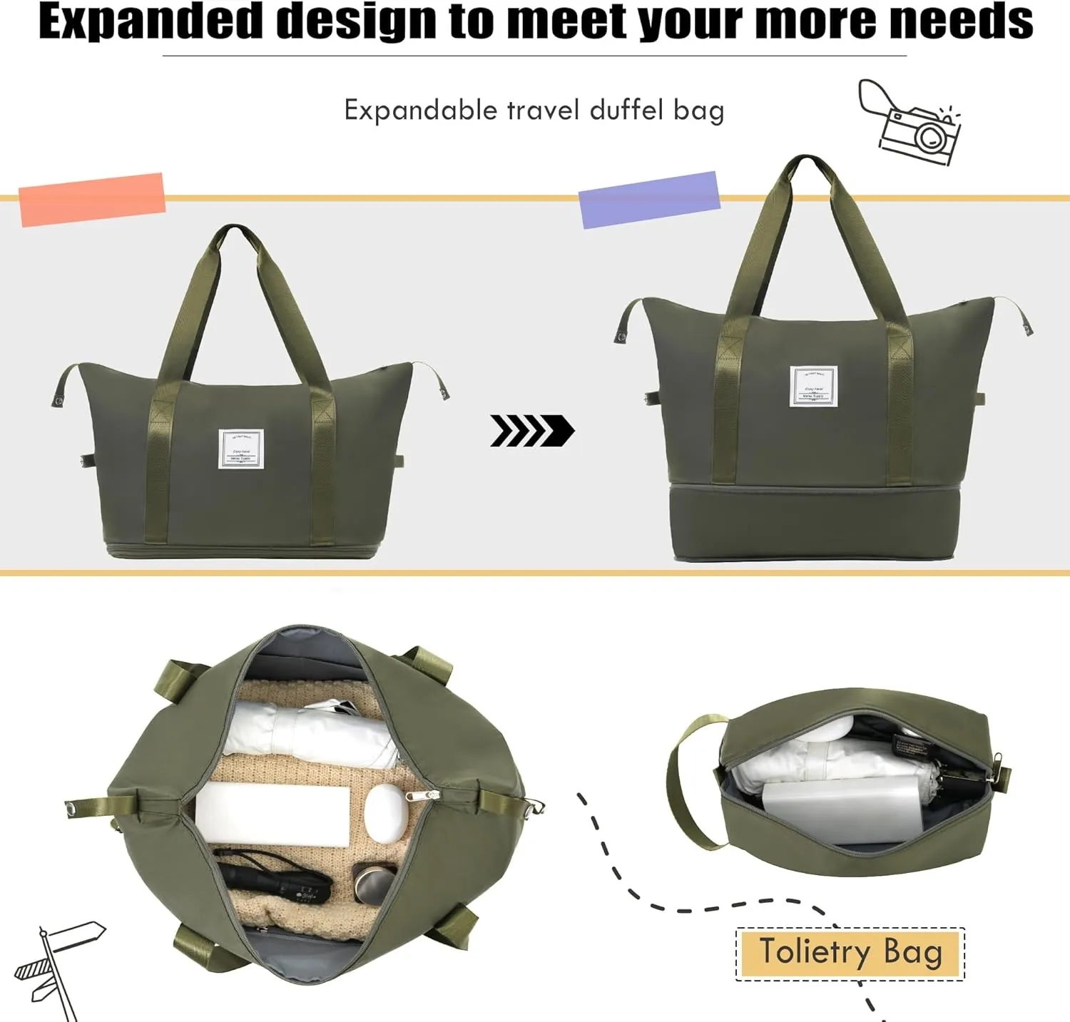 Merax Softside Luggage Set with Duffel Bag Expandable 3-Piece Suitcases Spinner Wheels TSA Lock Lightweight Travel Set Easy Access Pockets Premium 610D Fabric (Softside, Army Green, (20/24/28/DB/TB))