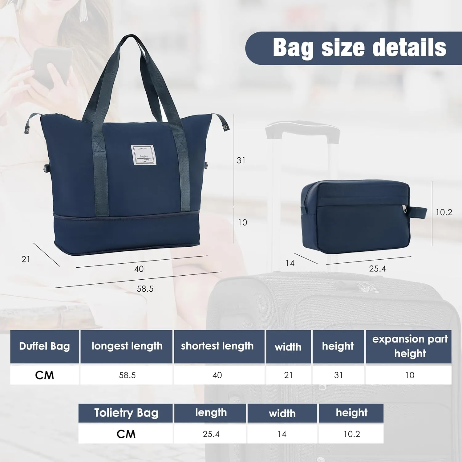 Merax Softside Luggage Set with Duffel Bag Expandable 3-Piece Suitcases Spinner Wheels TSA Lock Lightweight Travel Set Easy Access Pockets Premium 610D Fabric (Softside, Dark Blue, (20/24/28/DB/TB))