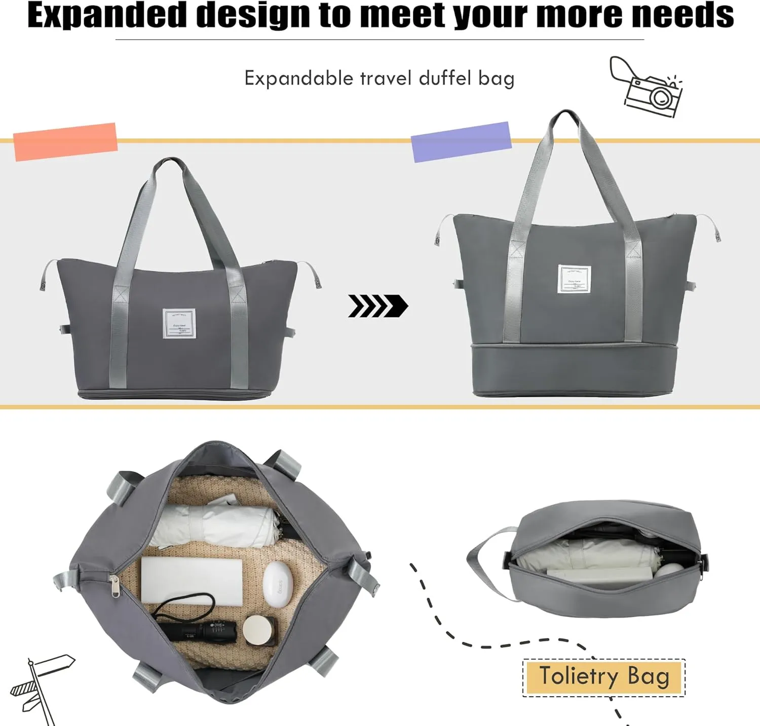 Merax Softside Luggage Set with Duffel Bag Expandable 3-Piece Suitcases Spinner Wheels TSA Lock Lightweight Travel Set Easy Access Pockets Premium 610D Fabric (Softside, Grey, (20/24/28/DB/TB))