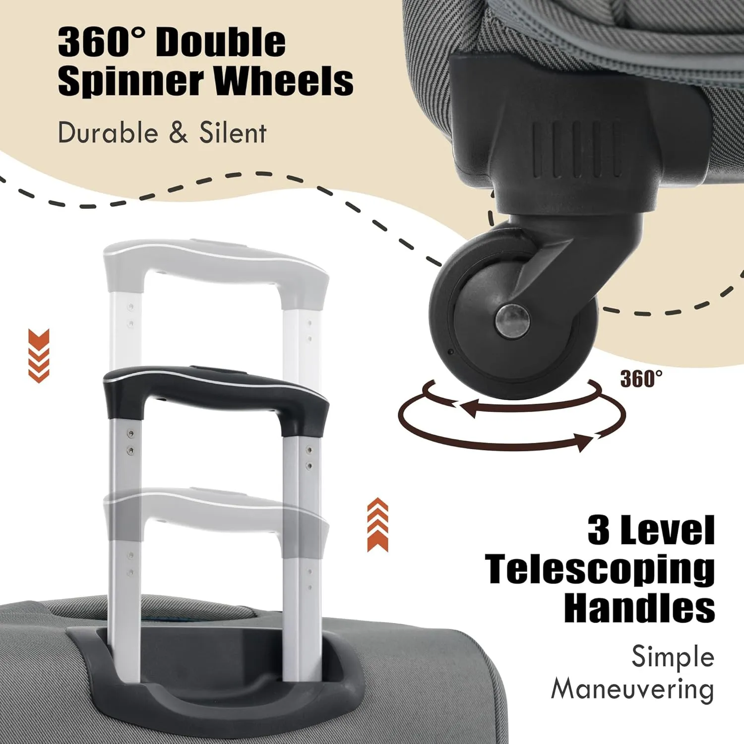 Merax Softside Luggage Set with Duffel Bag Expandable 3-Piece Suitcases Spinner Wheels TSA Lock Lightweight Travel Set Easy Access Pockets Premium 610D Fabric (Softside, Grey, (20/24/28/DB/TB))