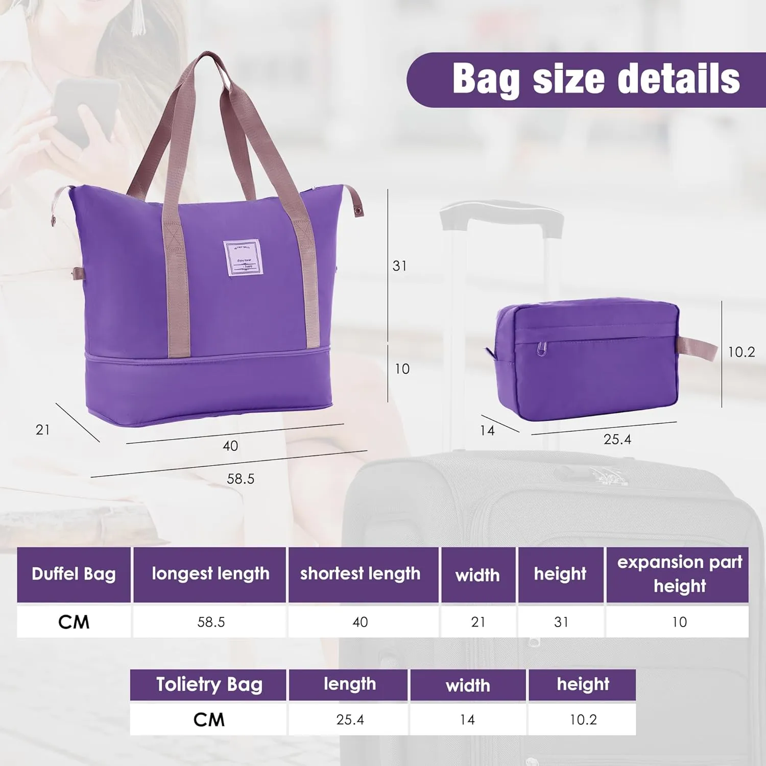 Merax Softside Luggage Set with Duffel Bag Expandable 3-Piece Suitcases Spinner Wheels TSA Lock Lightweight Travel Set Easy Access Pockets Premium 610D Fabric (Softside, Purple, (20/24/28/DB/TB))