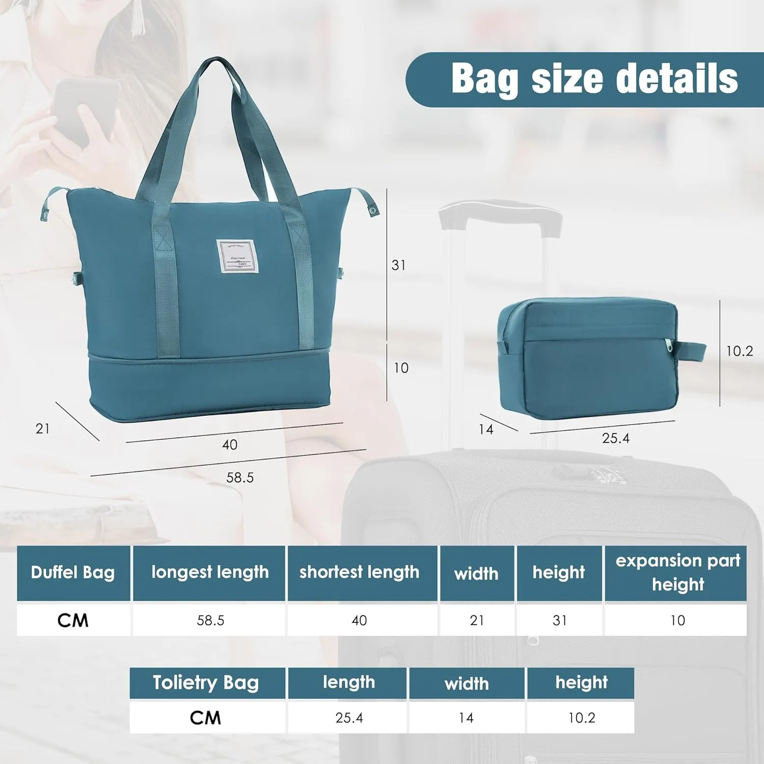 Merax Softside Luggage Set with Duffel Bag Expandable 3-Piece Suitcases Spinner Wheels TSA Lock Lightweight Travel Set Easy Access Pockets Premium 610D Fabric (Softside, Slate Blue, (20/24/28/DB/TB))