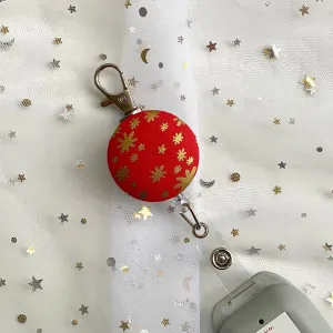Metallic Stars Red Retractable Badge Reel Only
