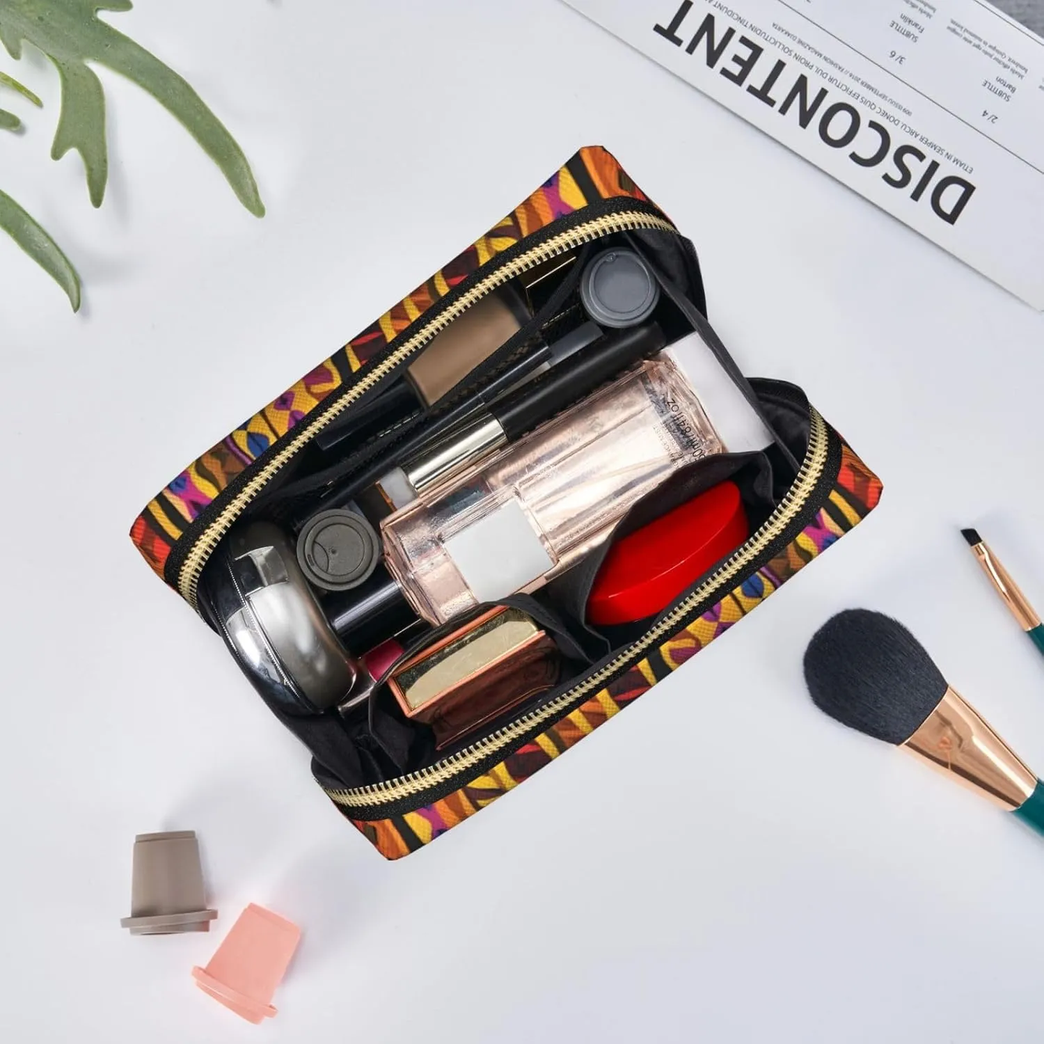 Mexican Folk Art Boho Toiletry Pouch, Travel-Friendly Makeup Organizer For Makeup Brushes, Lipsticks