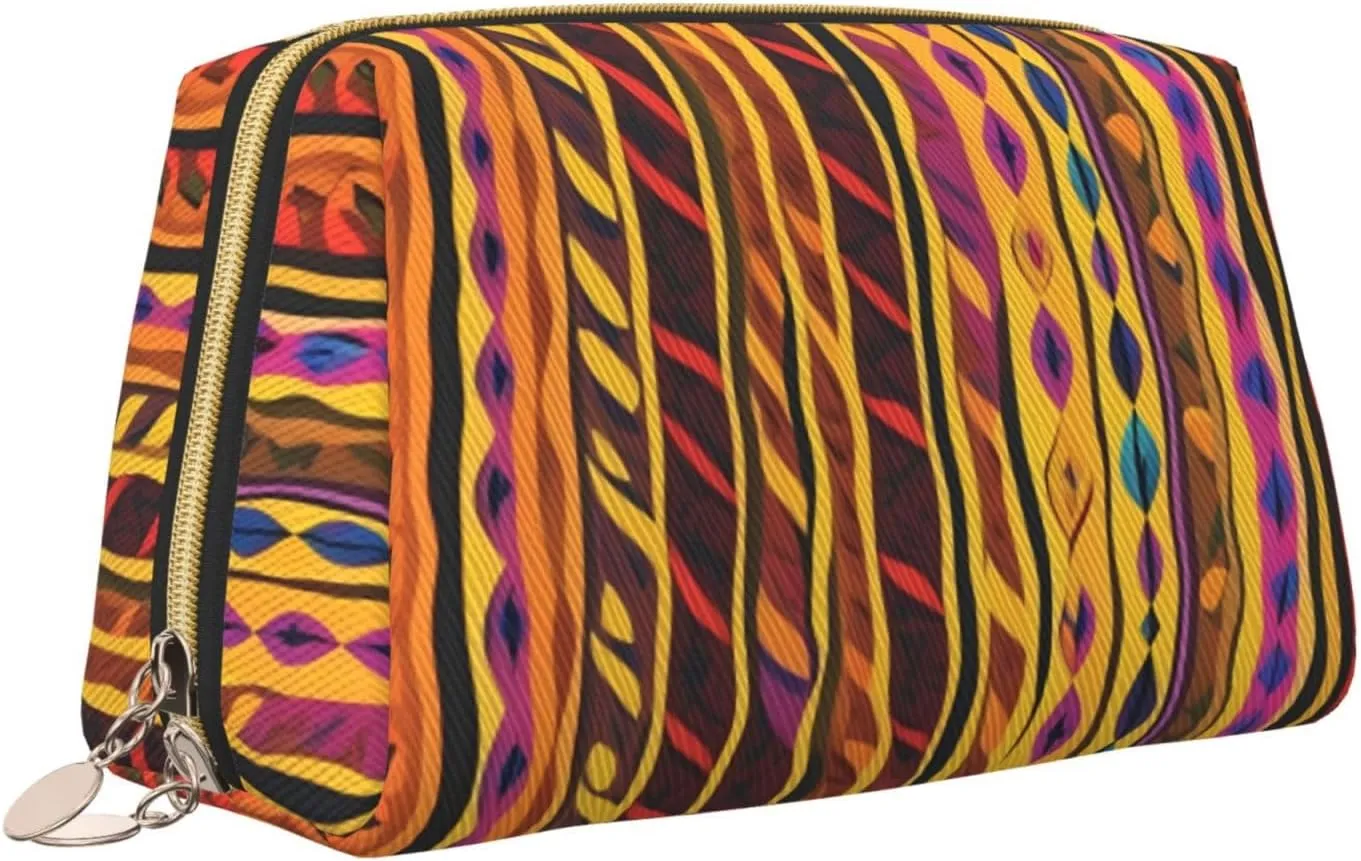 Mexican Folk Art Boho Toiletry Pouch, Travel-Friendly Makeup Organizer For Makeup Brushes, Lipsticks