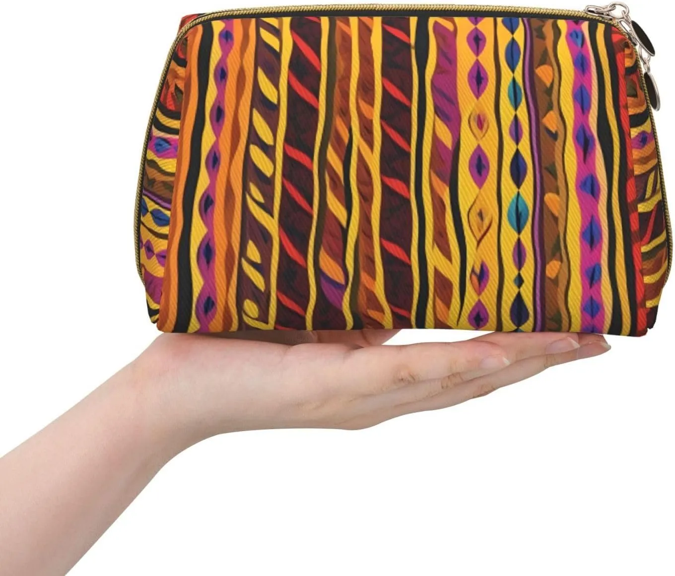 Mexican Folk Art Boho Toiletry Pouch, Travel-Friendly Makeup Organizer For Makeup Brushes, Lipsticks
