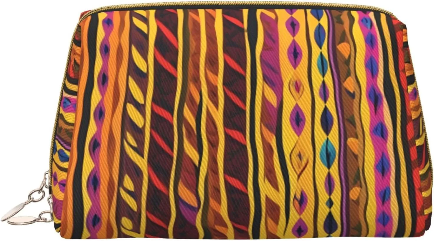 Mexican Folk Art Boho Toiletry Pouch, Travel-Friendly Makeup Organizer For Makeup Brushes, Lipsticks