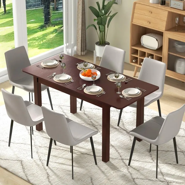 Mid-Century Vintage Expandable Folding Dining Table with Rubberwood Frame - Suitable for Kitchen and Dining Room