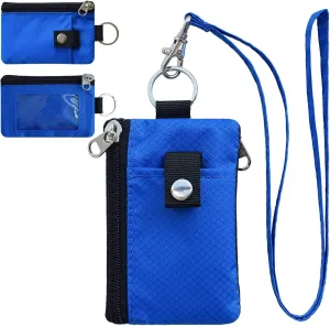 Minimalist RFID Blocking Small Wallet with ID Window,WaterResistant Zip Id Case Wallet with Lanyard Keychain for Cards,Cash,Travel,Women,Men (GreenOnion DarkGreen)
