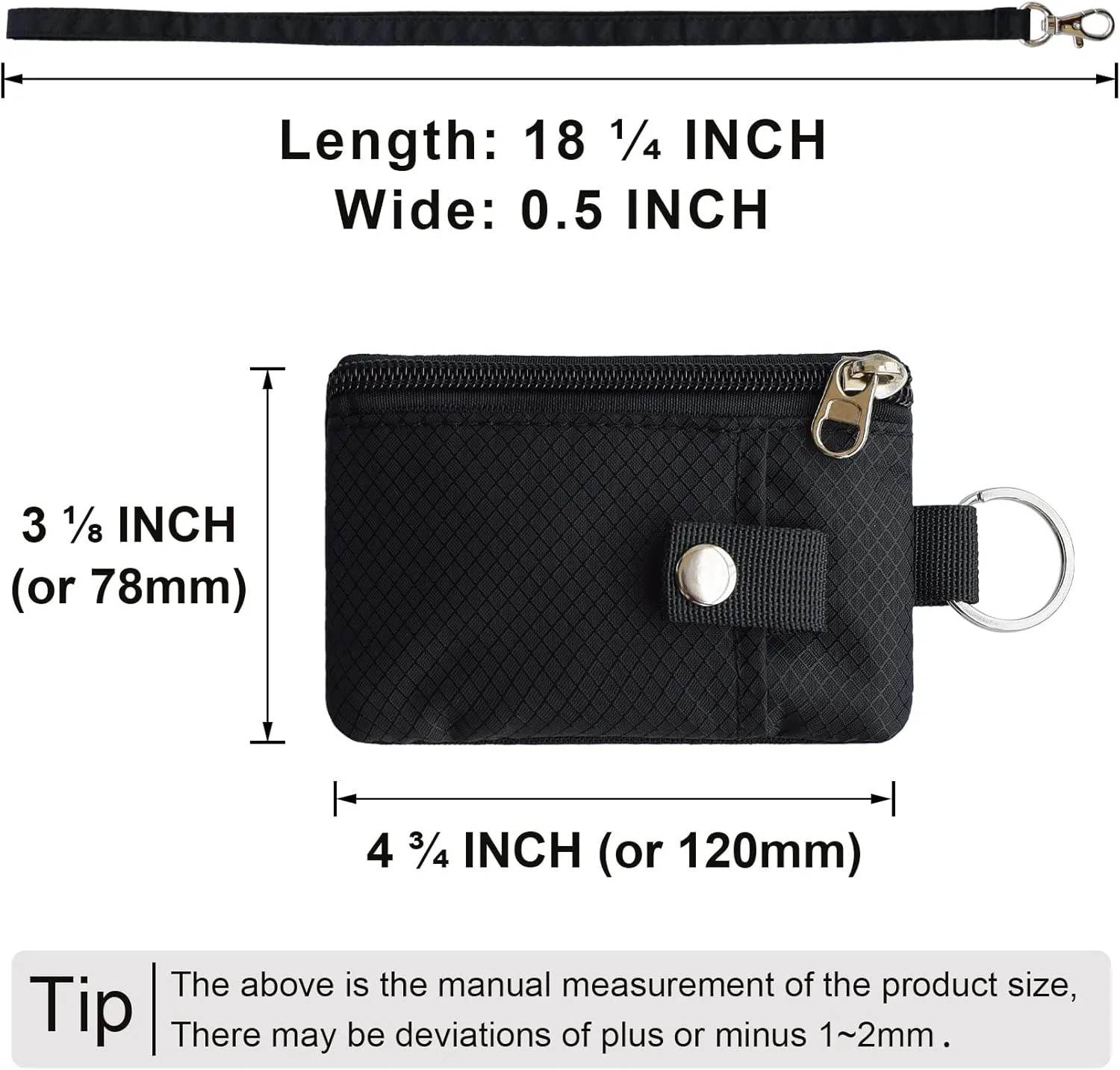 Minimalist RFID Blocking Small Wallet with ID Window,WaterResistant Zip Id Case Wallet with Lanyard Keychain for Cards,Cash,Travel,Women,Men (GreenOnion DarkGreen)
