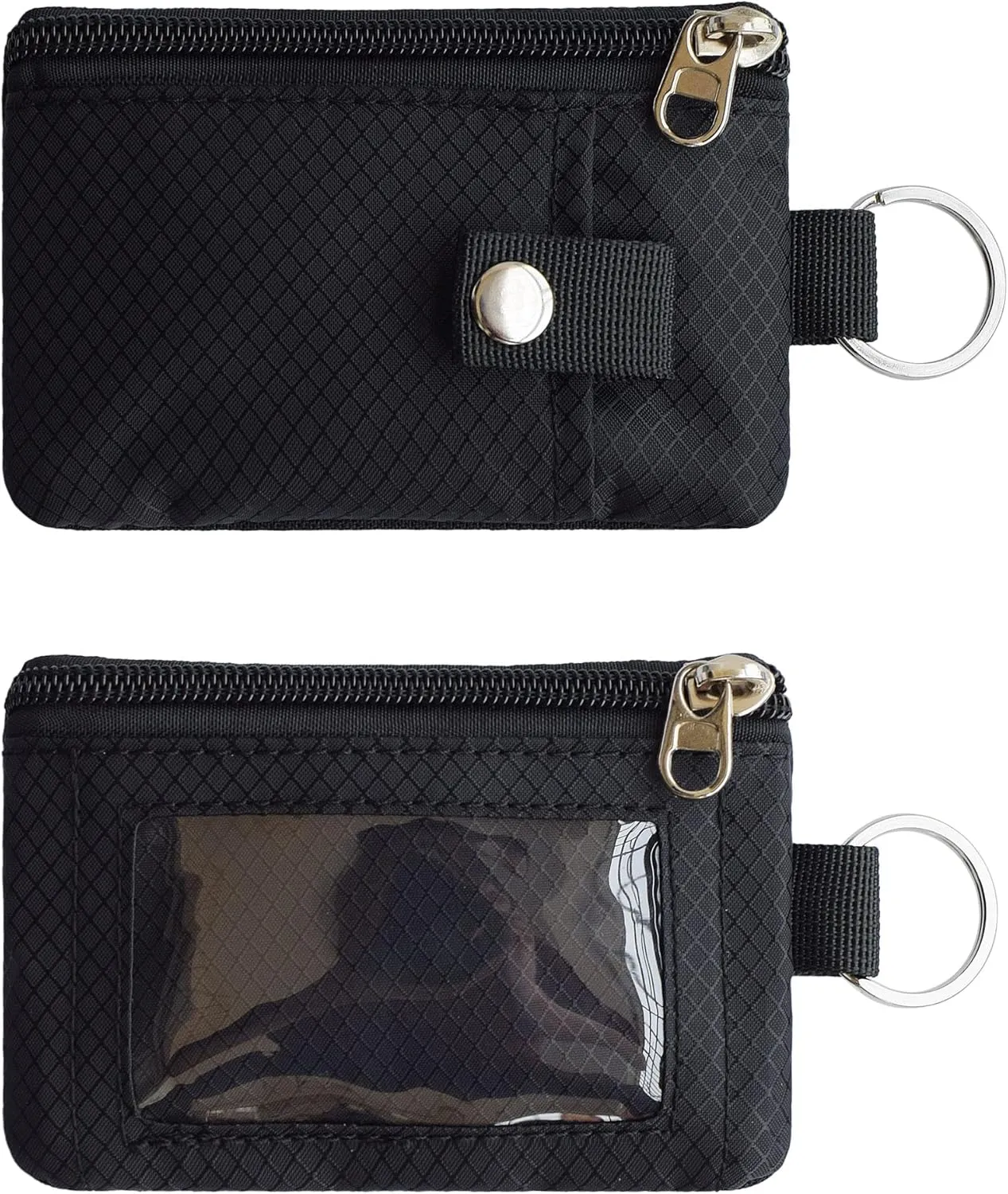 Minimalist RFID Blocking Small Wallet with ID Window,WaterResistant Zip Id Case Wallet with Lanyard Keychain for Cards,Cash,Travel,Women,Men (GreenOnion DarkGreen)