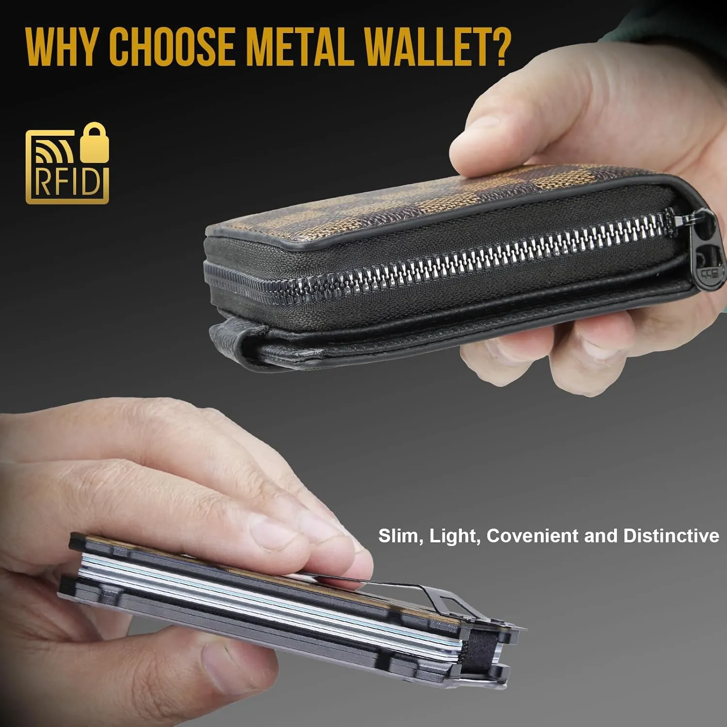 Minimalist Slim Wallet with Moeny Clip, Front Pocket RFID Blocking Wallet Cash Holder, Versatile Credit Card Orgainzer, ID Card Badge Holder for Men