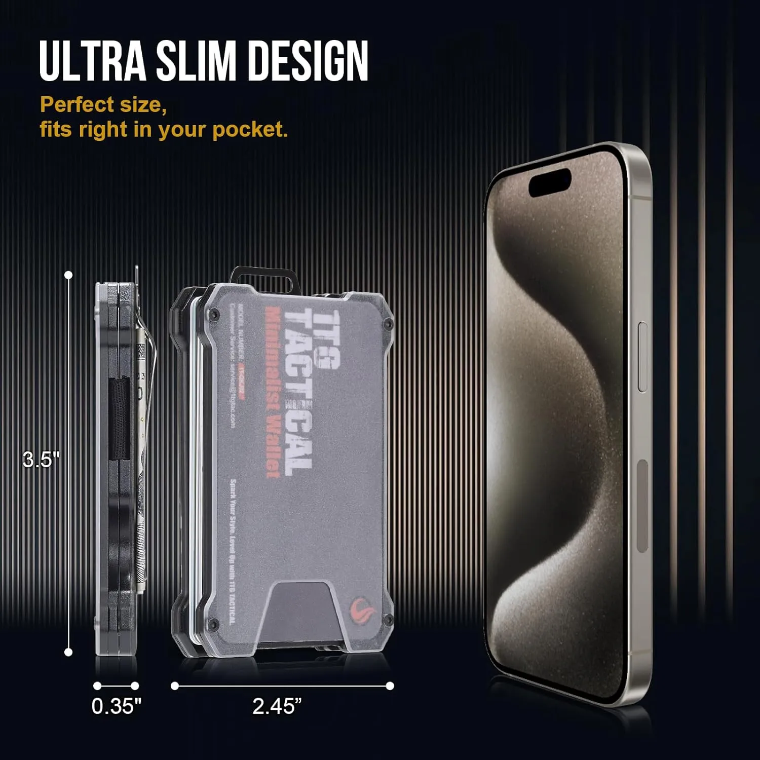 Minimalist Slim Wallet with Moeny Clip, Front Pocket RFID Blocking Wallet Cash Holder, Versatile Credit Card Orgainzer, ID Card Badge Holder for Men