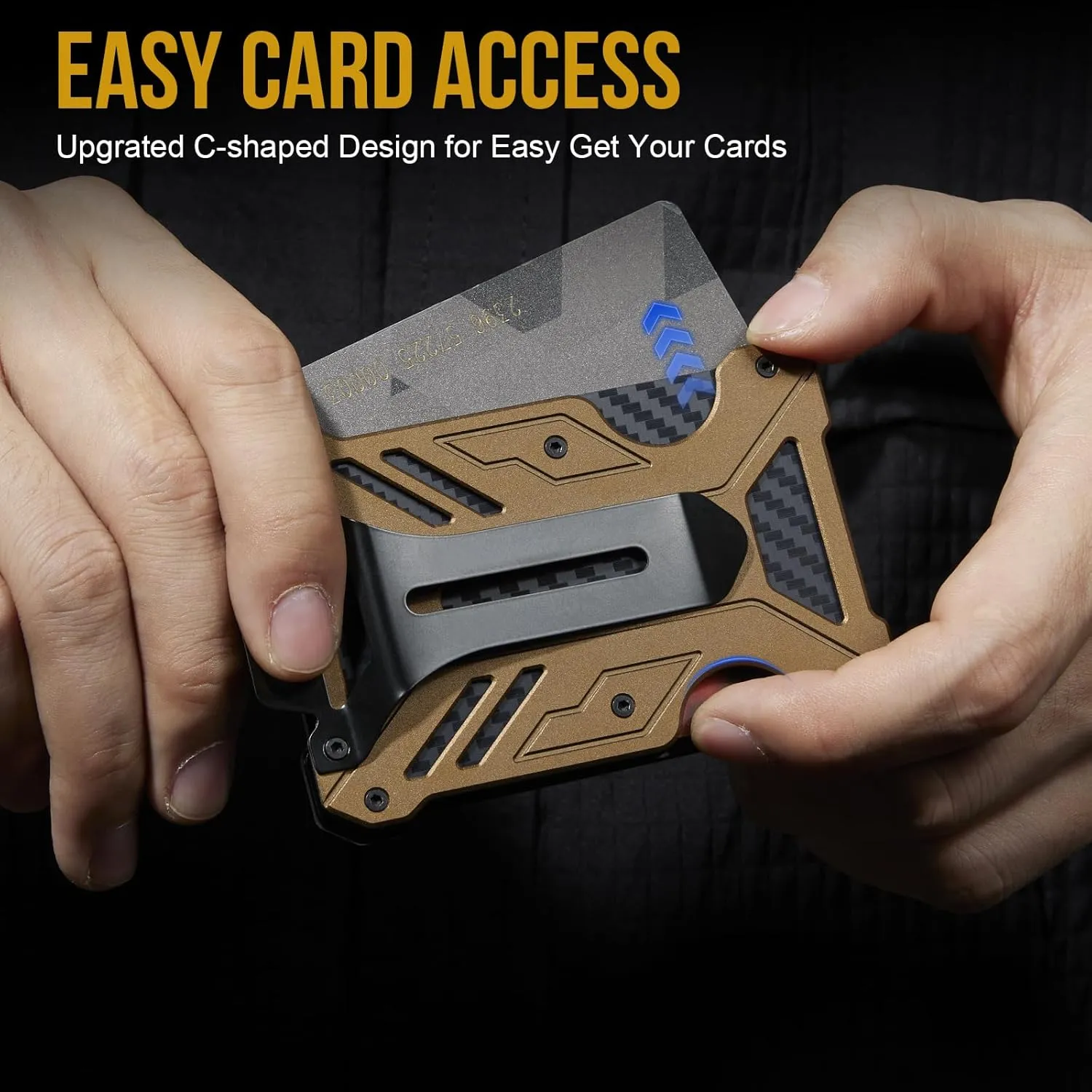 Minimalist Slim Wallet with Moeny Clip, Front Pocket RFID Blocking Wallet Cash Holder, Versatile Credit Card Orgainzer, ID Card Badge Holder for Men