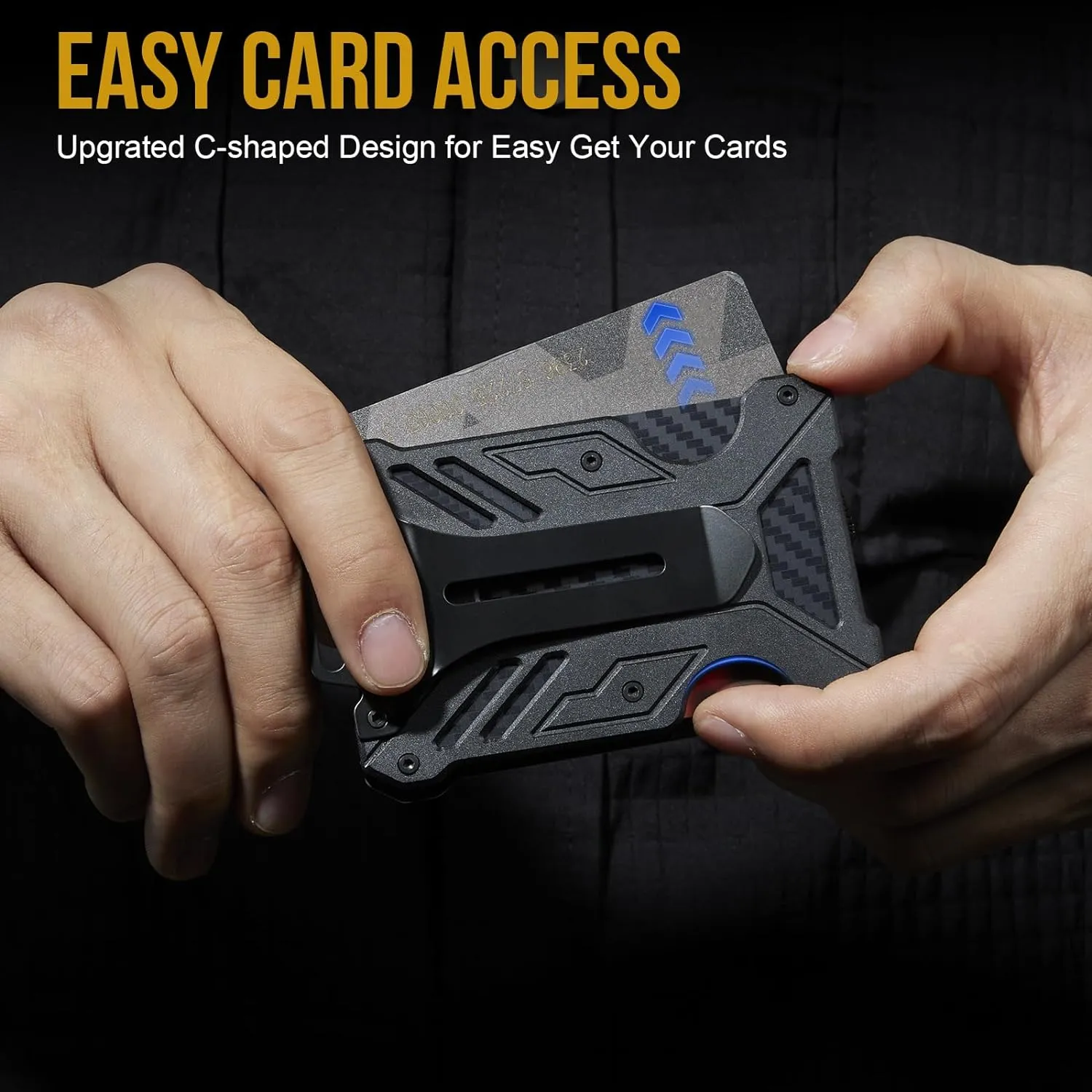 Minimalist Slim Wallet with Moeny Clip, Front Pocket RFID Blocking Wallet Cash Holder, Versatile Credit Card Orgainzer, ID Card Badge Holder for Men