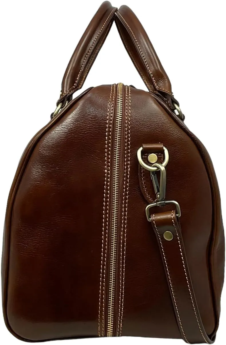 Mississippi Max Travel Bag, Genuine Leather Made in Italy (Brown)