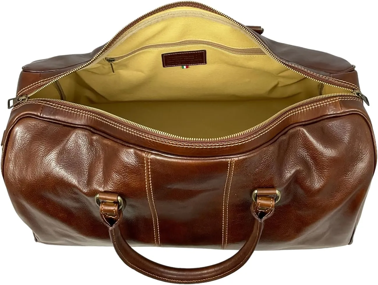 Mississippi Max Travel Bag, Genuine Leather Made in Italy (Brown)
