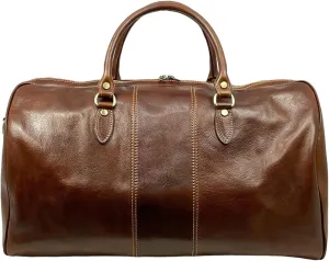 Mississippi Max Travel Bag, Genuine Leather Made in Italy (Brown)