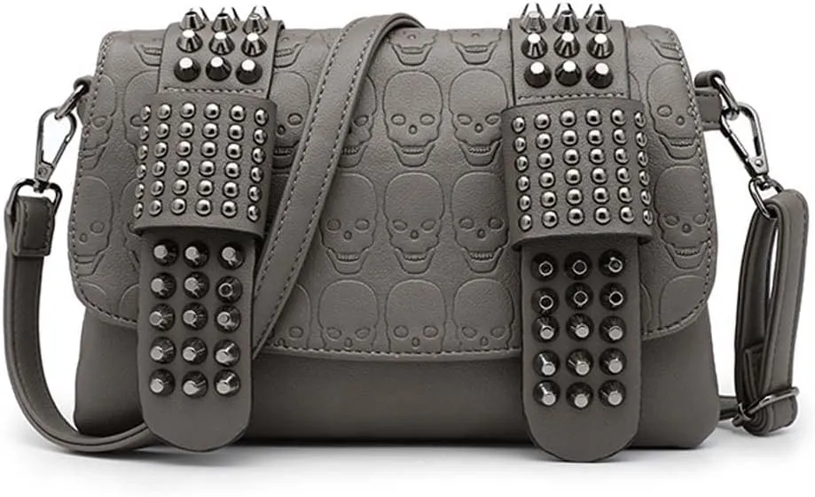 MLAFE Gothic Shoulder Bag Steampunk Shoulder Messenger Bag Rivet Skull Shoulder Bag Harajuku Shoulder Bag