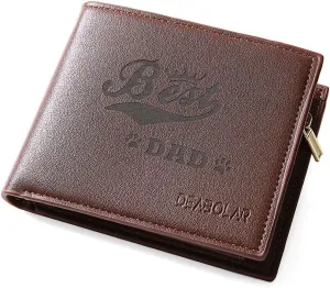Mo&Ka Dad Gift Bifold Blocking Leather Wallet for Men with Coin Pocket ID Window (Brown 3)