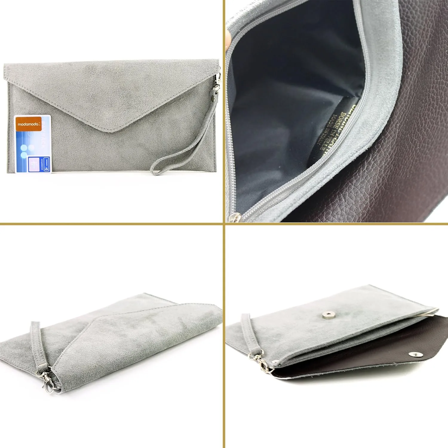 Modamoda de - Italian Leather Clutch & Evening Shoulder Bag - Wild Leather T106