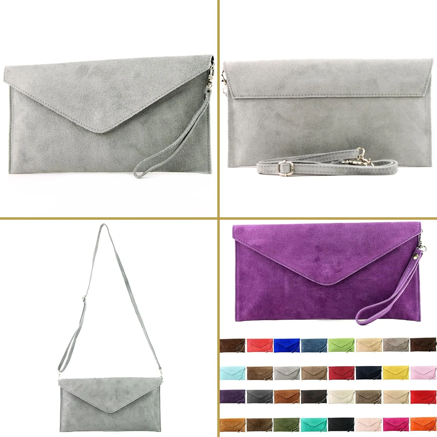 Modamoda de - Italian Leather Clutch & Evening Shoulder Bag - Wild Leather T106