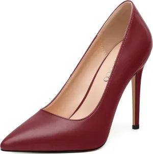 MODENCOCO Women's High Heel Pumps Elegant Stiletto Heels Sexy Closed Pointed Toe Heels Classic Comfortable Slip-On Dress Shoes for Party Wedding Prom Office 4 Inch