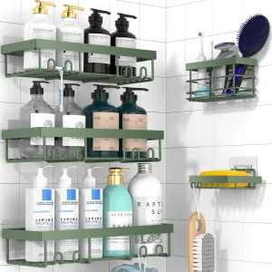 Moforoco Adhesive Shower Caddy Organizer Shelves Rack - 5 Pack Corner Bathroom Storage Organization, Home & Kitchen Decor Inside RV Accessories, Hanging First Apartment Household Camper Essentials