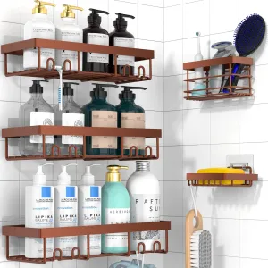 Moforoco Adhesive Shower Caddy Organizer Shelves Rack - 5 Pack Corner Bathroom Storage Organization, Home & Kitchen Decor Inside RV Accessories, Hanging First Apartment Household Camper Essentials