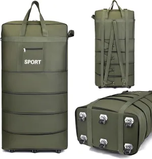 Mokcoliy]【Wheeled Travel Backpack Large Foldable Carry-On Bag with Expandable Storage, Waterproof Organizer for Business Trips & Adventure Holidays