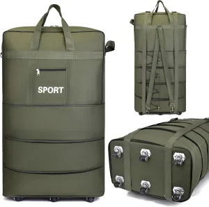 Mokcoliy]【Wheeled Travel Backpack Large Foldable Carry-On Bag with Expandable Storage, Waterproof Organizer for Business Trips & Adventure Holidays