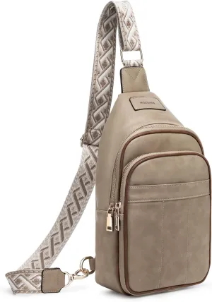 molshine Sling Crossbody Bag, Fashion Chest, Casual PU Leather Shoulder Bag for Women Work Travel Hiking Cycling