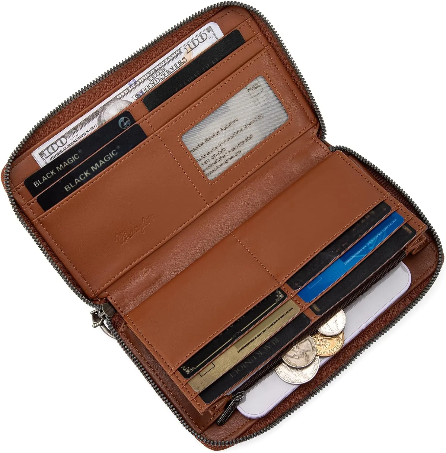 Montana West × Wrangler Wristlet Wallet for Women, RFID Bifold Travel Wallet, Boutique Paisley Designer Women's Wallet, Brown