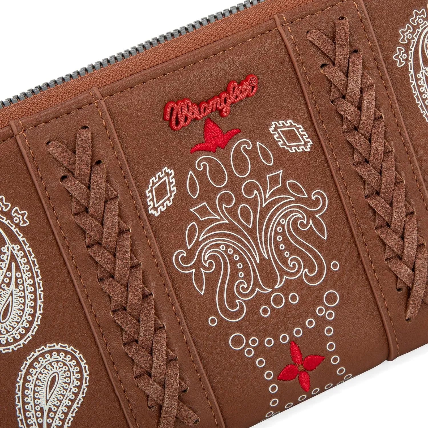 Montana West × Wrangler Wristlet Wallet for Women, RFID Bifold Travel Wallet, Boutique Paisley Designer Women's Wallet, Brown