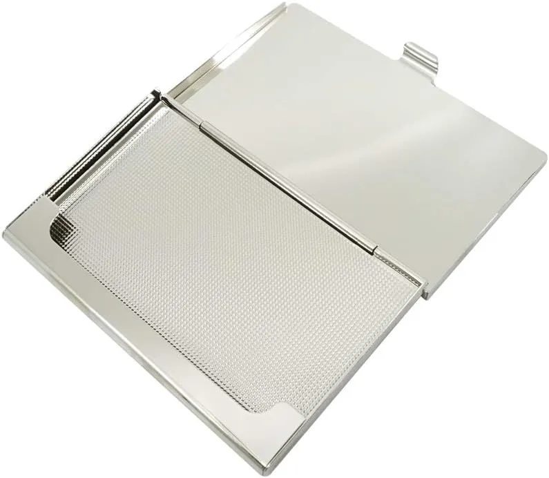 Mother of Pearl Business Card Case Credit Id Name Holder Travel Wallet Art Painting Design Metal Stainless Steel Engraved Slim Purse Pocket Cash Money Wallet (Cloud Crane)