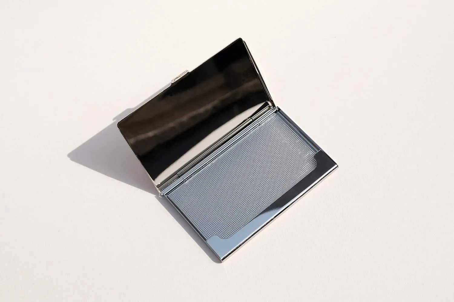 Mother of Pearl Business Card Case Credit Id Name Holder Travel Wallet Art Painting Design Metal Stainless Steel Engraved Slim Purse Pocket Cash Money Wallet (Cloud Crane)