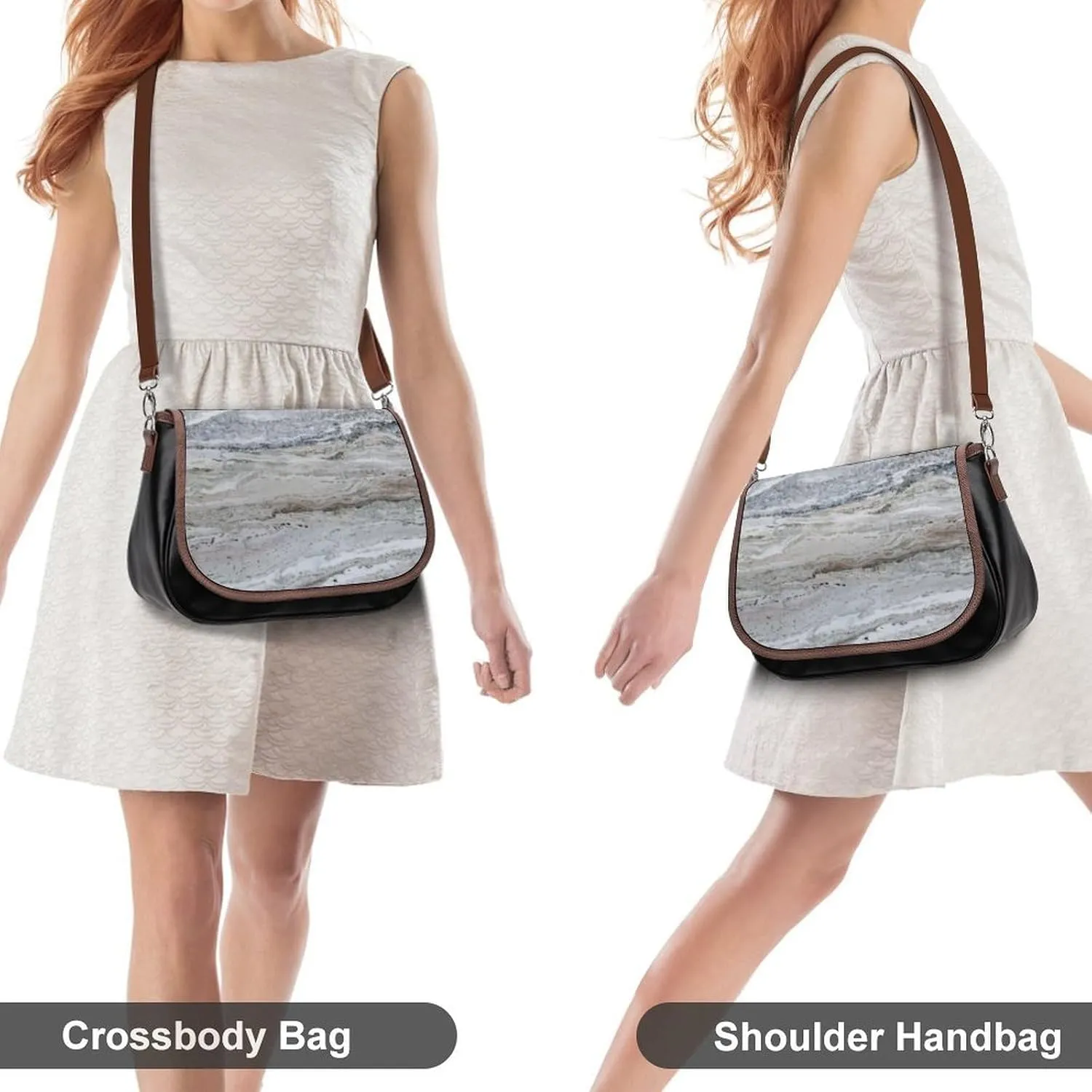 Mother of Pearl Leather Shoulder Bag with Detachable Shoulder Strap Versatile for Daily Use