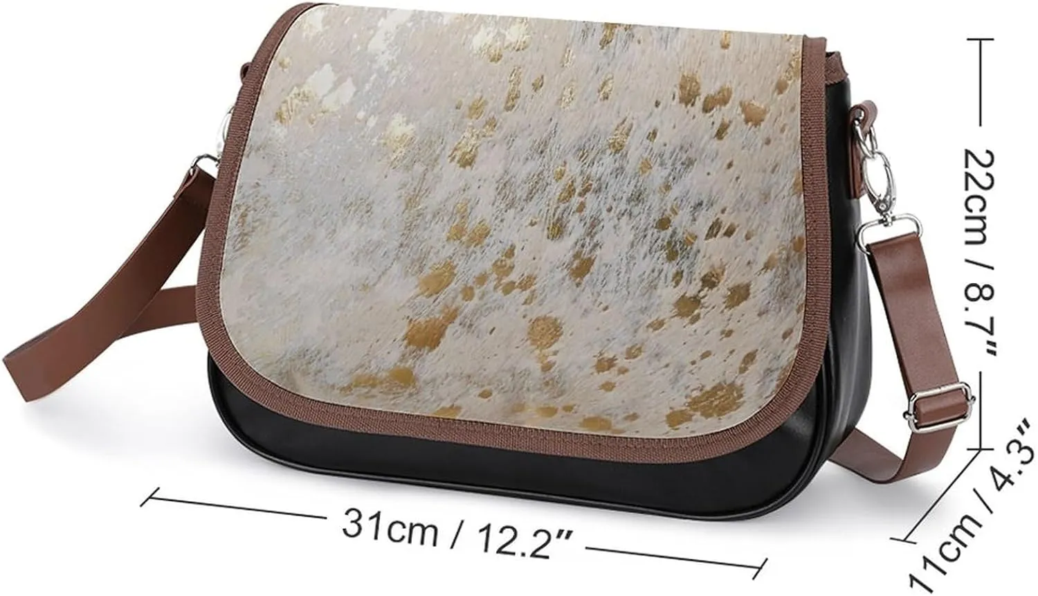 Mother of Pearl Leather Shoulder Bag with Detachable Shoulder Strap Versatile for Daily Use