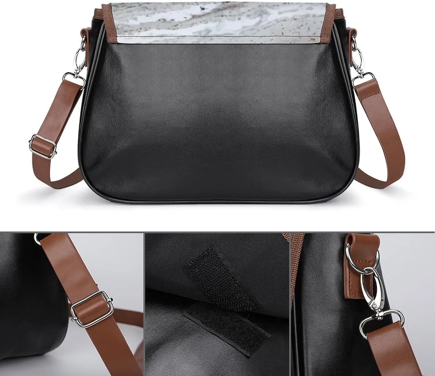 Mother of Pearl Leather Shoulder Bag with Detachable Shoulder Strap Versatile for Daily Use