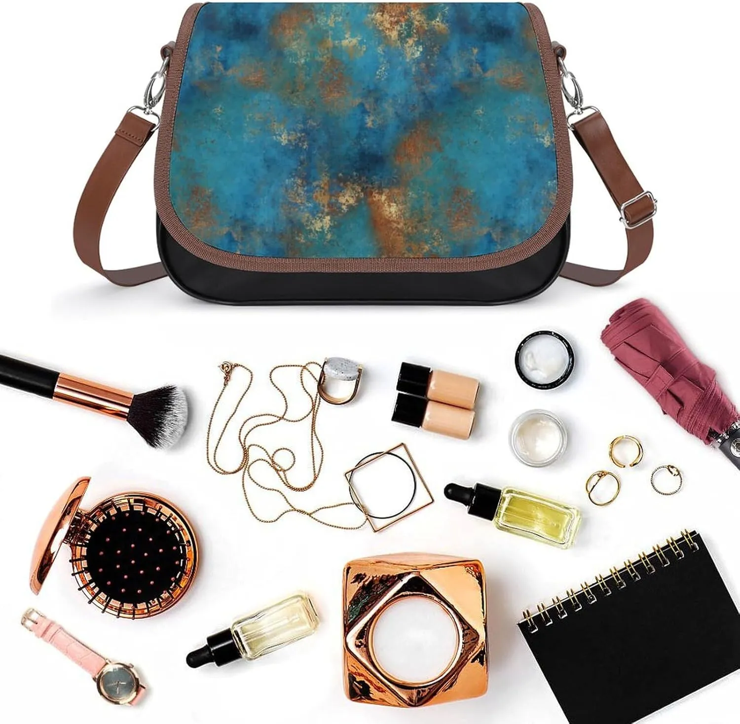 Mother of Pearl Leather Shoulder Bag with Detachable Shoulder Strap Versatile for Daily Use