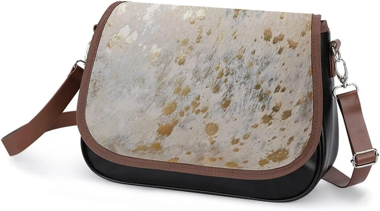 Mother of Pearl Leather Shoulder Bag with Detachable Shoulder Strap Versatile for Daily Use