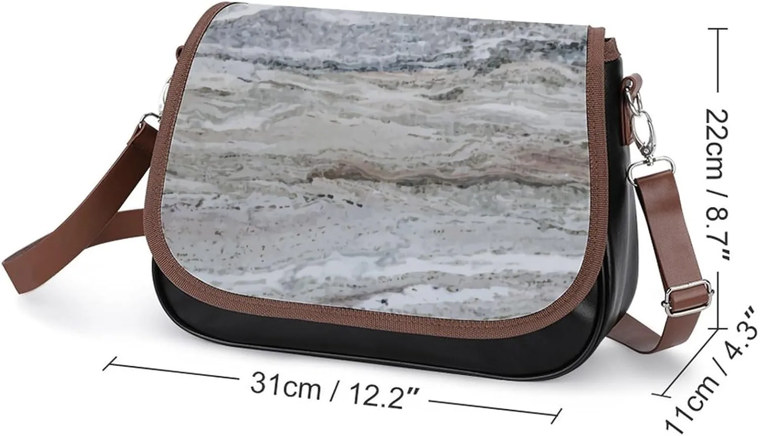 Mother of Pearl Leather Shoulder Bag with Detachable Shoulder Strap Versatile for Daily Use