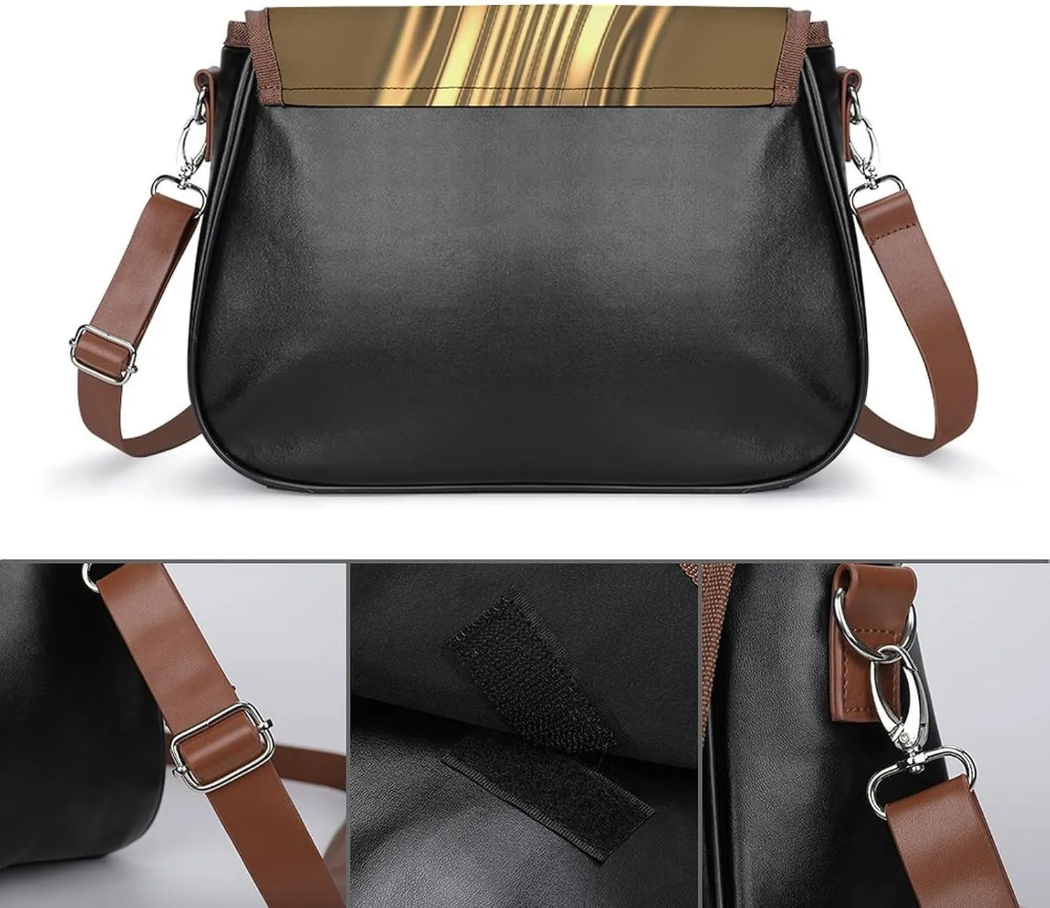 Mother Pearl Tiles Leather Shoulder Bag with Detachable Shoulder Strap Versatile for Daily Use