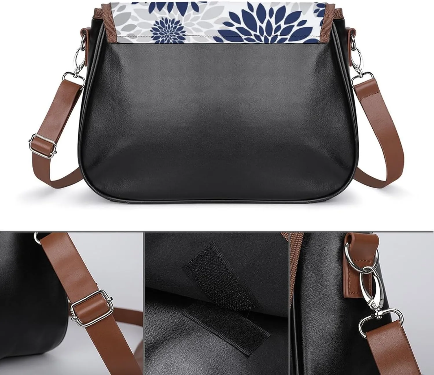 Mother Pearl Tiles Leather Shoulder Bag with Detachable Shoulder Strap Versatile for Daily Use