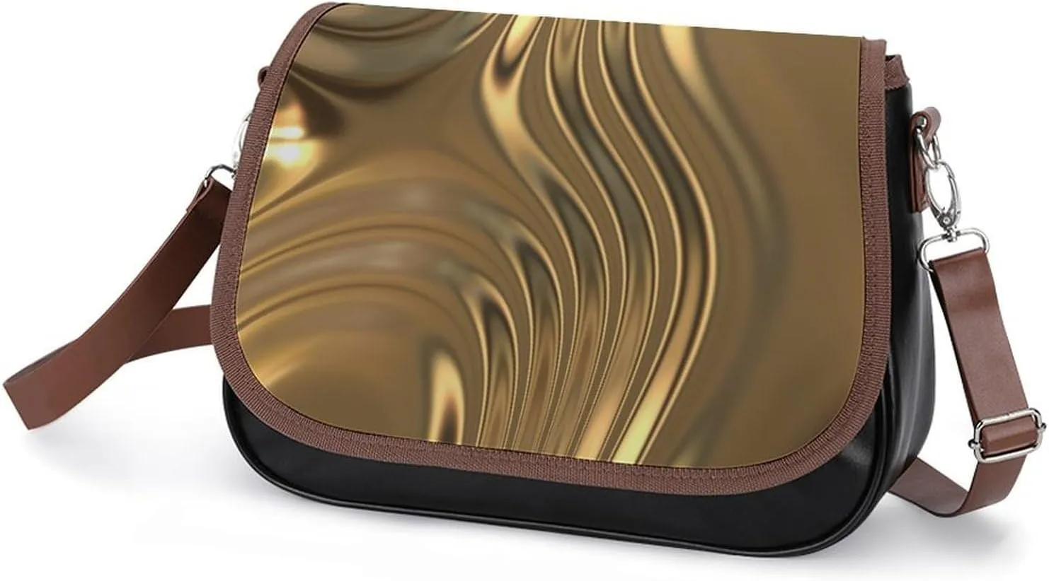 Mother Pearl Tiles Leather Shoulder Bag with Detachable Shoulder Strap Versatile for Daily Use