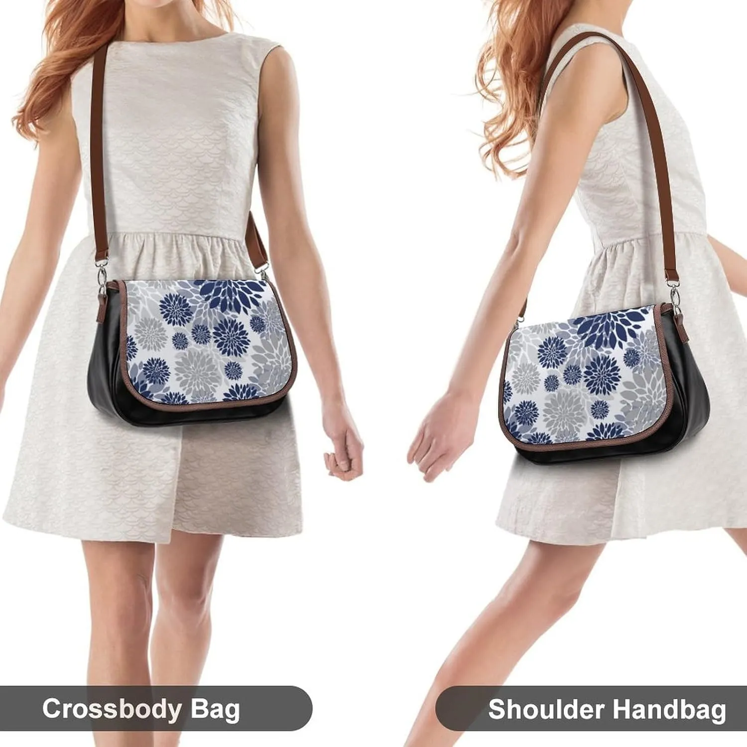 Mother Pearl Tiles Leather Shoulder Bag with Detachable Shoulder Strap Versatile for Daily Use